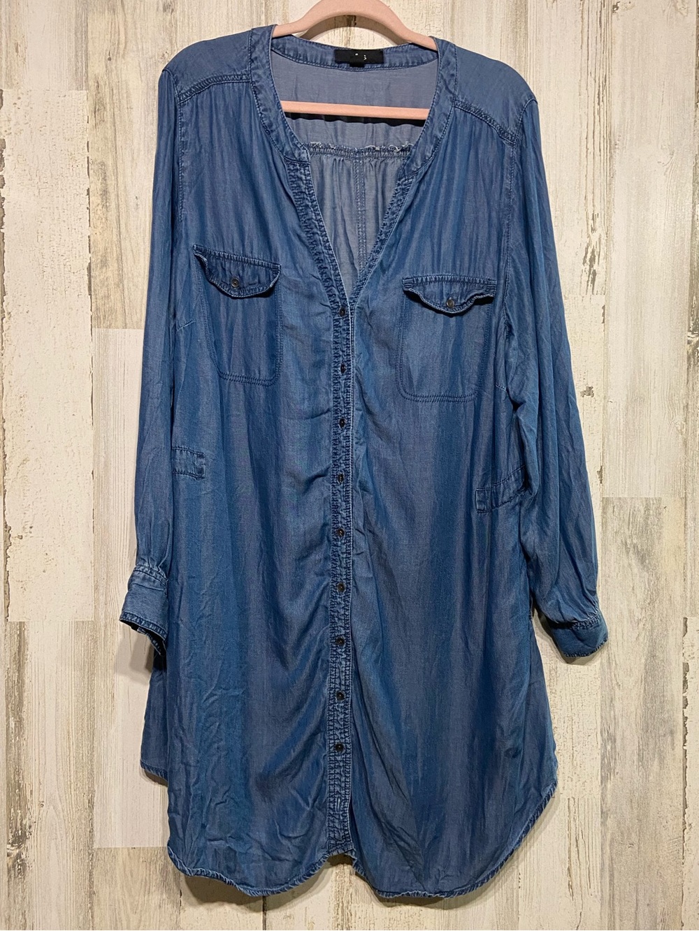 Ellos Blue Button Down Lightweight Denim Tunic 22